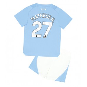 Manchester City Matheus Nunes #27 Replica Home Stadium Kit for Kids 2023-24 Short Sleeve (+ pants)